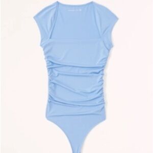NWT XS Abercrombie blue bodysuit shirred ruched